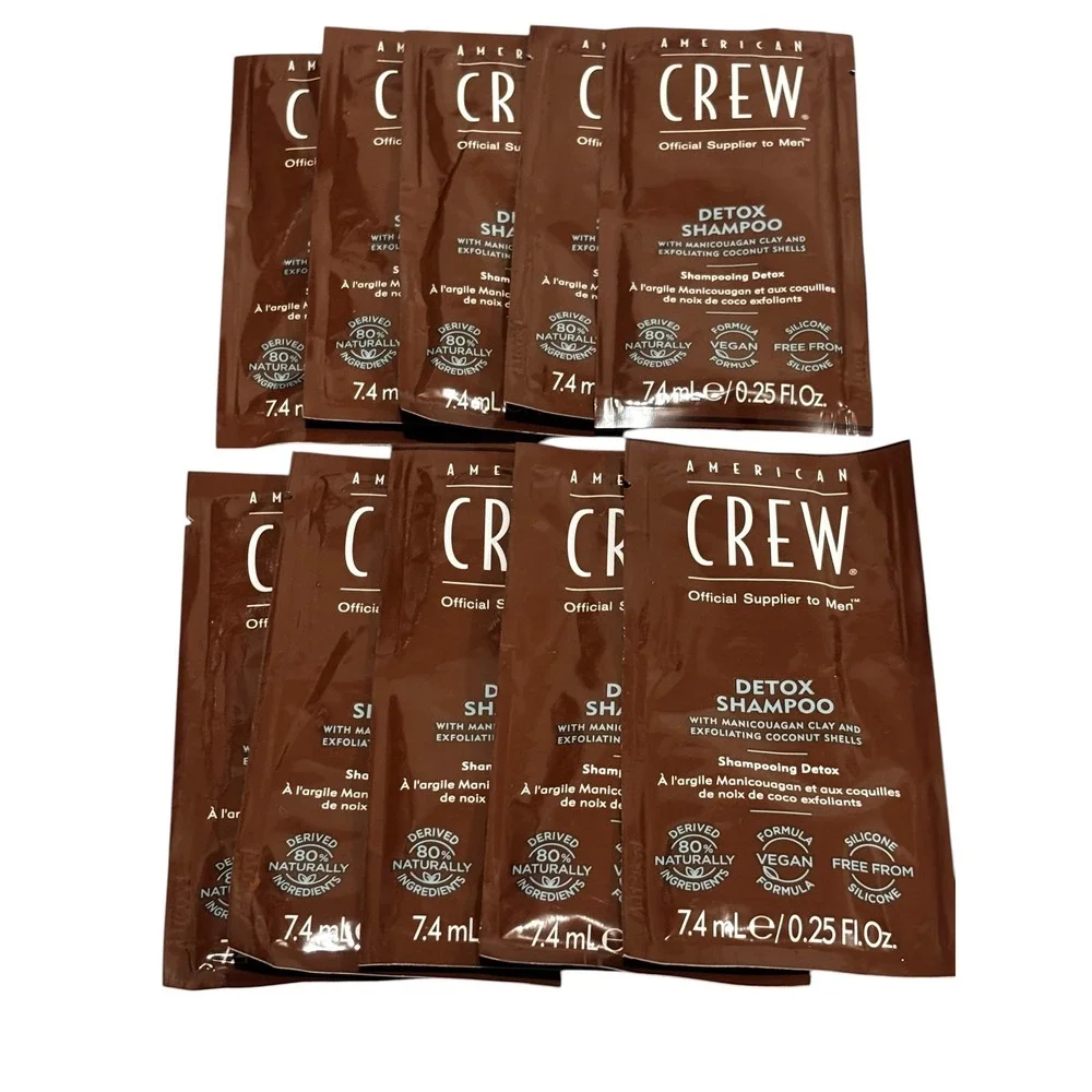 Lot of 10 American Crew Detox Shampoo Packets 0.25oz Travel Size Vegan Clay